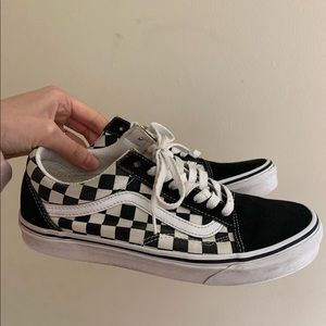 Checkered lace up vans